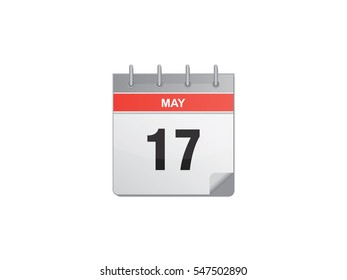 17 May calendar vector illustration on white background