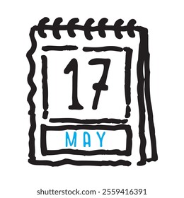 17 May date calendar - A simple yet elegant line art illustration of a date calendar captures the essence of organization and timekeeping. The clean lines and minimalistic design 