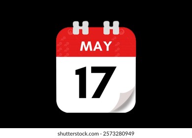 17 May month single day vector, illustration, calendar with red, gray, white and black color background calendar May 17