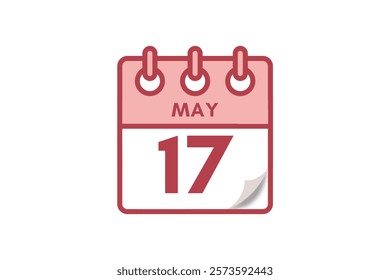 17 May month single day vector, illustration, calendar with maroon, rose and white color background calendar May 17