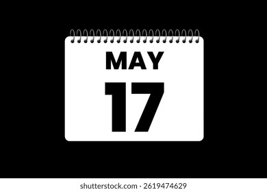 17 may month single day vector, illustration, calendar with black and white color background calendar icon of may 17