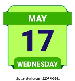 17. Mai, Mittwoch. Datumsvorlage. Nützliches Design für Kalender- oder Veranstaltungswerbung. EPS10 Datei, Vektorgrafik. Einzeln auf weißem Hintergrund.