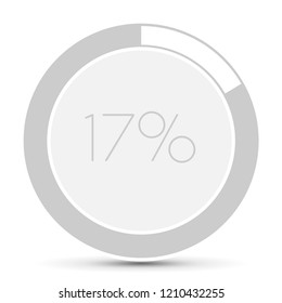 17% Minimal Flat white plane progress button  with shadow. well aligned loading graphic vector 