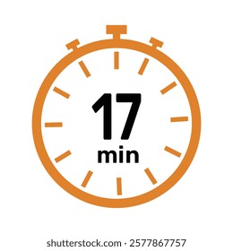 17 minute Timer, clock, icon vector stopwatch isolated icons. Countdown timer symbol.