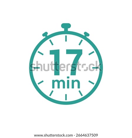 17 minute Timer, clock, icon vector stopwatch isolated icons.