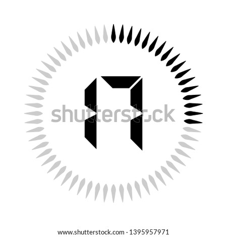 The 17 minutes or seconds, stopwatch vector icon, digital timer. clock and watch, timer.