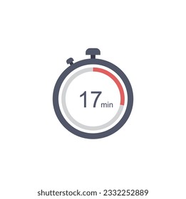 17 minutes timer icon, 17 min digital timer. Clock and watch, timer, countdown.