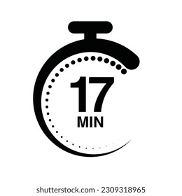 17 minutes timer stopwatch vector illustration isolated on white background.