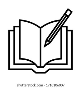 17 - New trend icon design. Open book and pencil vector for office, web, apps, ui, marketplace symbol illustration.