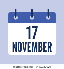 17 November Calendar, Isolated Vector Calendar.