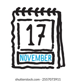 17 November date calendar - A simple yet elegant line art illustration of a date calendar captures the essence of organization and timekeeping. The clean lines and minimalistic design 