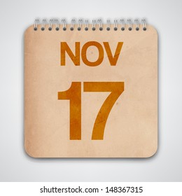 17 November on Old Notebook Vector 