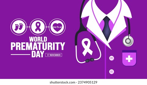17 November is World Prematurity Day background template. Holiday concept. background, banner, placard, card, and poster design template with text inscription and standard color. vector illustration.
