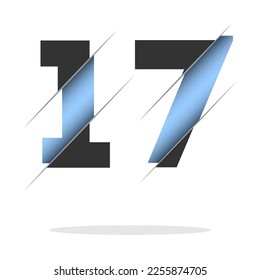17 number cut design for decorative design. 3d art wallpaper. Vintage vector ornament template.