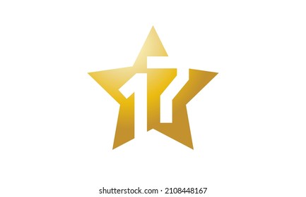 17 Número Nuevo Logotipo de estrella de resumen de oro