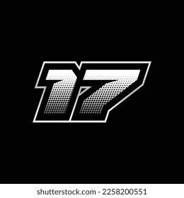 17 Number Speed Logo Design Template Inspiration, Vector Illustration For Sticker, Racing.