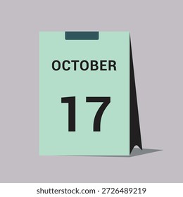 17 october calendar date icon minimal desk calendar vector illustration