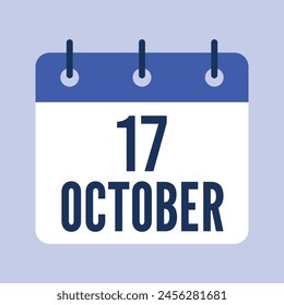 17 October Calendar, Isolated Vector Calendar.