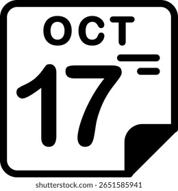 17 outubro Calendário Semi Sólido ícone minimalista