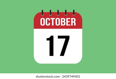 17 October Calendar. October Calendar Vector Illustration.