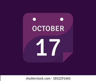 17 October, October 17 icon Single Day Calendar Vector illustration