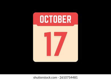 17 October icon text page monthly web design on coral, white, tangerine and black background vector, icon, or illustration with the month of October 17