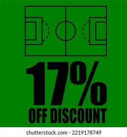 17% de descuento en venta de fútbol. 17% de descuento. ilustración de vector