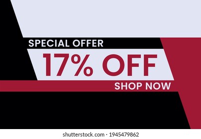 17% de descuento en el diseño de concepto moderno. Diseño de plantillas de banner de venta, oferta especial de venta masiva. Banner de oferta especial de fin de temporada