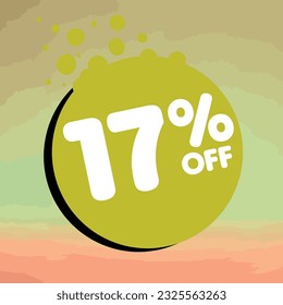 17% off per cent, percentage number in a colored circle, promotion, big sale, colorful background