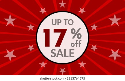 Up to 17% Off, red banner with discount for mega sales