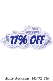 17% Off word cloud. Wordcloud made with text only.
