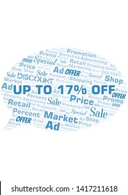 Up To 17% Off word cloud. Wordcloud made with text only.