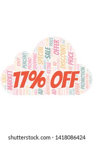 17% Off word cloud. Wordcloud made with text only.