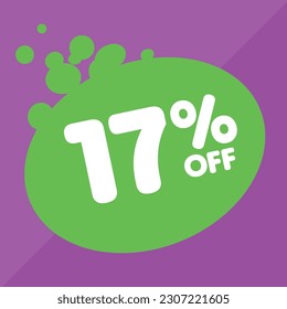 17% per center, percentage number in a colored circle, promotion, big sale, colorful background