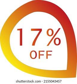 17% de descuento con formato de círculo vectorial fuera de naranja