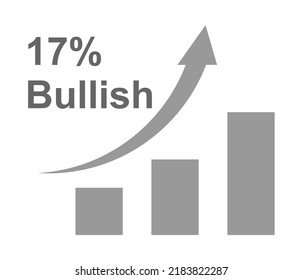 17% percentage bullish on the market icon.
nice font and beautiful gray color on white background,for a bullish market sign label.2