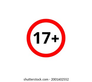 17+ restriction flat sign isolated on white background. 17 plus Age limit symbols svg