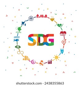 The 17 SDGs hand drawn icons vector set with lettering. The SDGs are a collection of 17 interlinked objectives