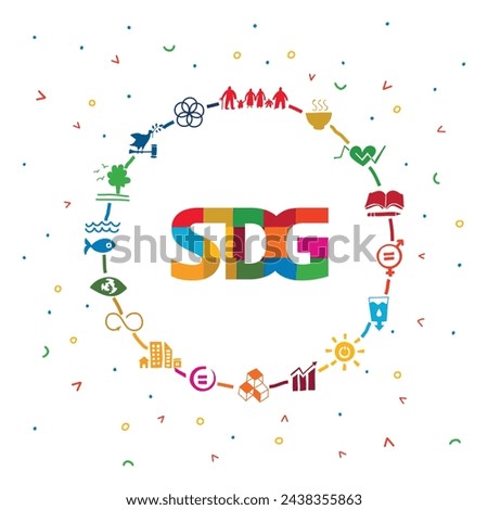 The 17 SDGs hand drawn icons vector set with lettering. The SDGs are a collection of 17 interlinked objectives