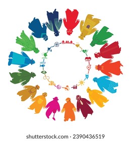 The 17 SDGs people hand drawn icons vector set with titles in UN colors. The SDGs are a collection of 17 interlinked objectives