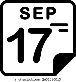 17 setembro Calendário Semi Sólido ícone minimalista