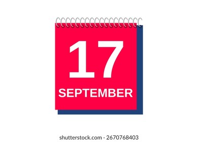 17 September month single day vector, illustration, calendar with red, blue and white color background calendar icon of September 17