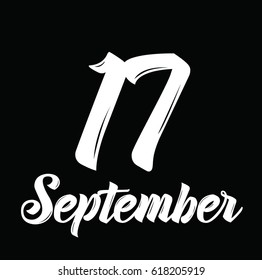 17 september, text design. Vector calligraphy. Typography poster. Usable as background.