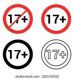 17 Seventeen plus round sign vector illustration isolated on white background