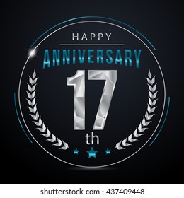 17 Silver anniversary logo, low poly design number