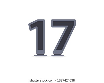 17 vector number design. For logo, brand label, design elements, corporate identity, application etc. İsolated vector illustration          