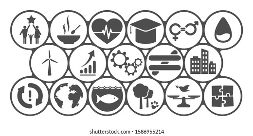 17 World Sustainable Development Goals. Global World Issues Conceptual Vector Illustration