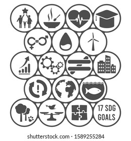 17 World Sustainable Development Goals. Global World Issues Conceptual Vector Illustration