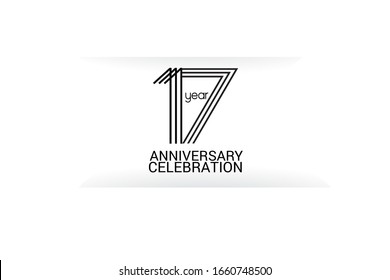 17 year anniversary celebration Black Line. logotype isolated on White background for celebration, invitation card, and greeting card-Vector