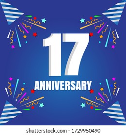 17 year anniversary celebration, vector design for celebrations, invitation cards and greeting cards